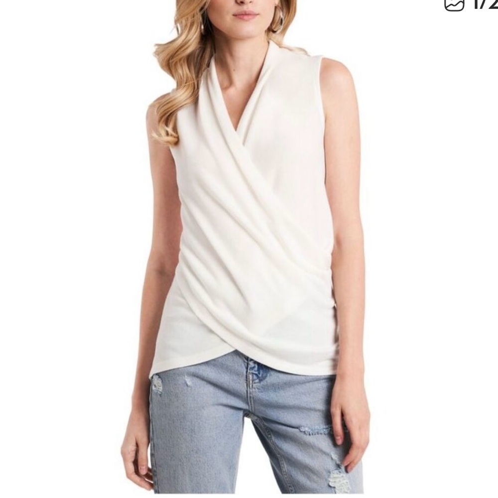 1. State White Rayon Blend Sleeveless Top